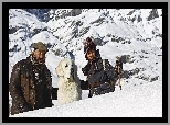 Mężczyzna, Pirenejski pies górski, Film, Alpy, Zima Dziecko, Bella i Sebastian, Góry